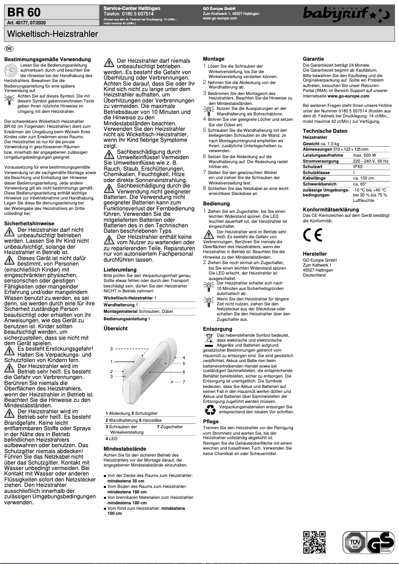 Image de la première page du manuel de l'appareil BR 60