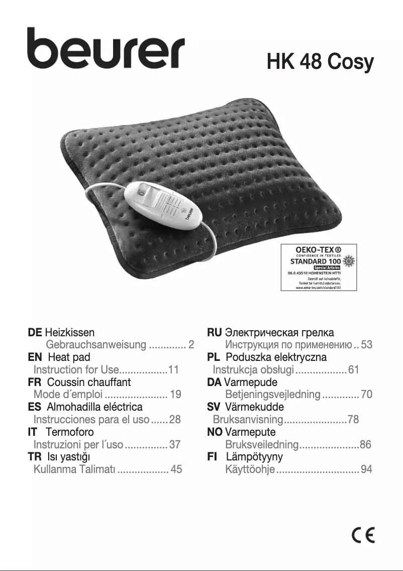 Page n°1 - Manuel d'utilisation et d'entretien Beurer HK 48 Sofa