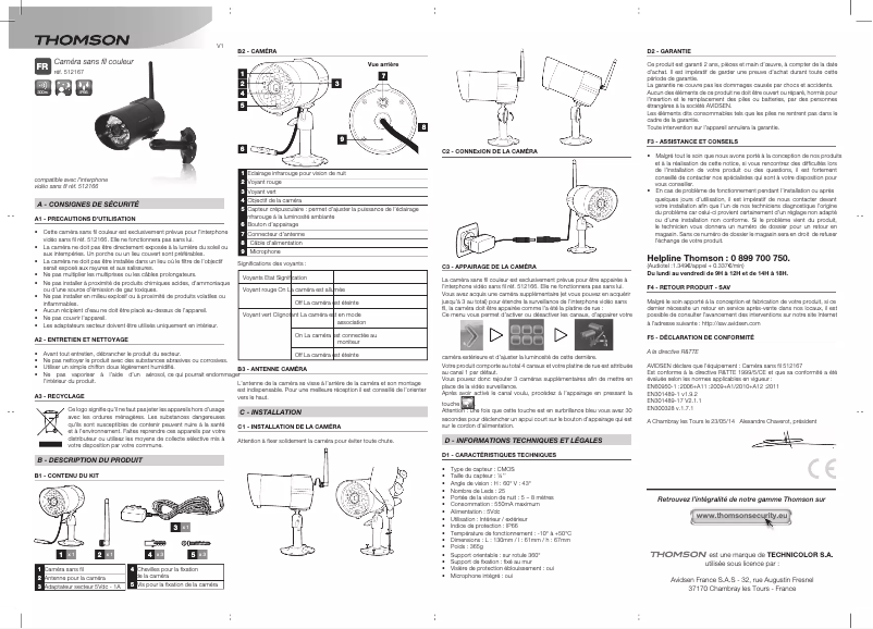 Page n°1 - Manuel utilisateur Thomson 512167