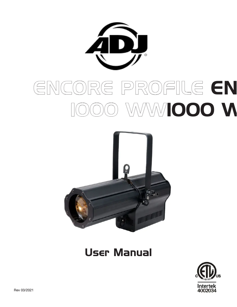 Página 1 del manual Manual de usuario American DJ Encore Profile 1000 WW