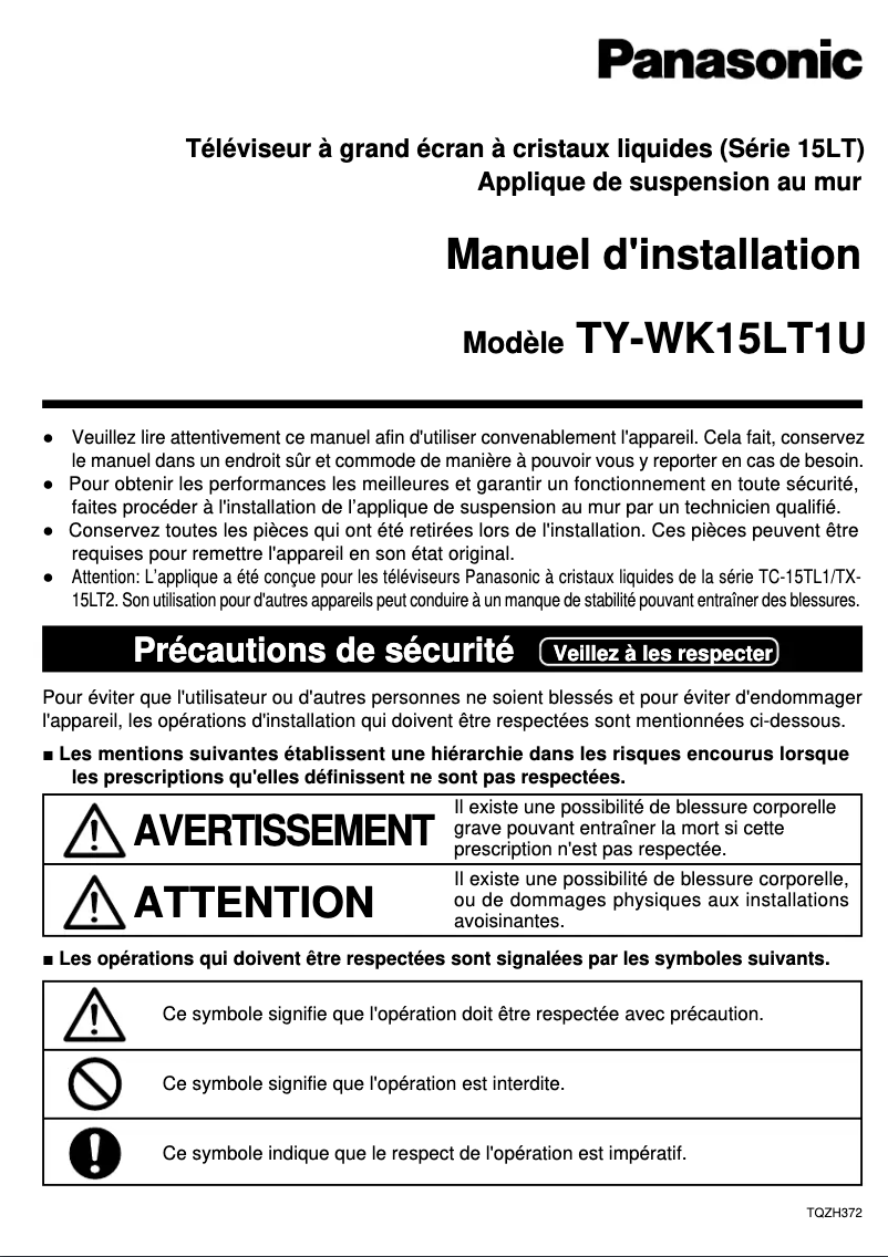 Imagen de la primera página del manual del dispositivo TY-WK15LT1U