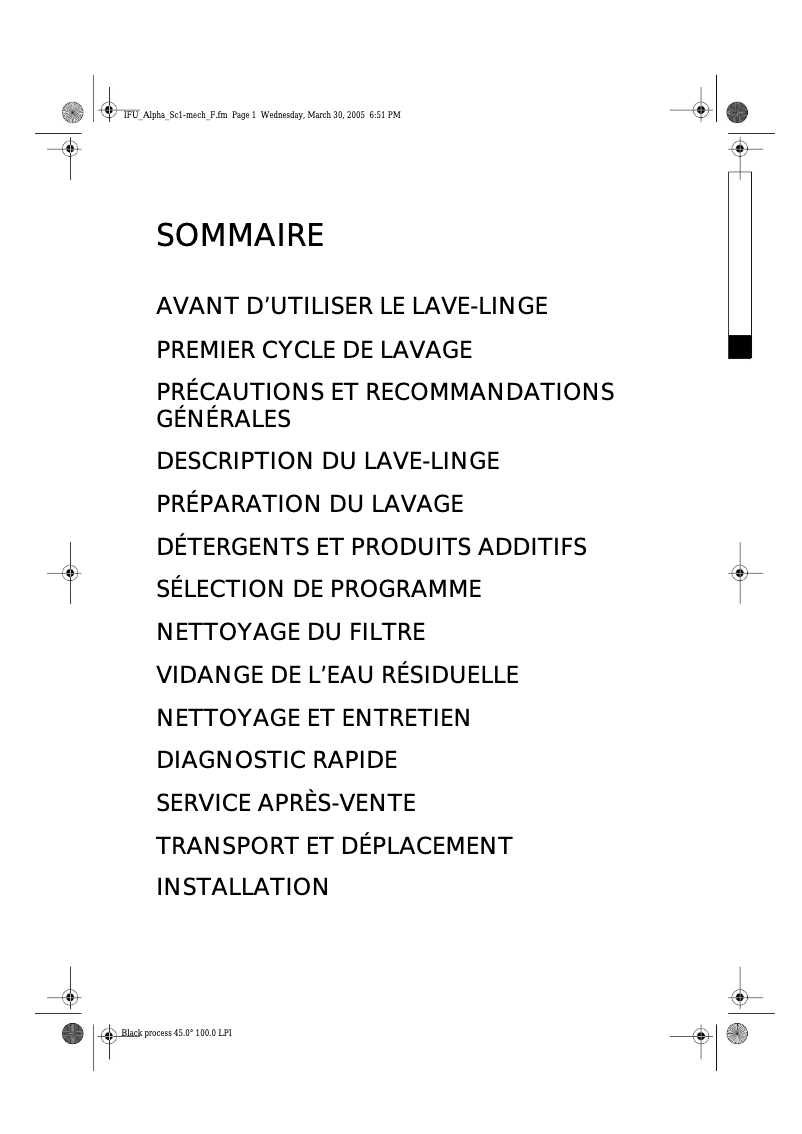 Page 1 de la notice Manuel utilisateur Laden EV 1296