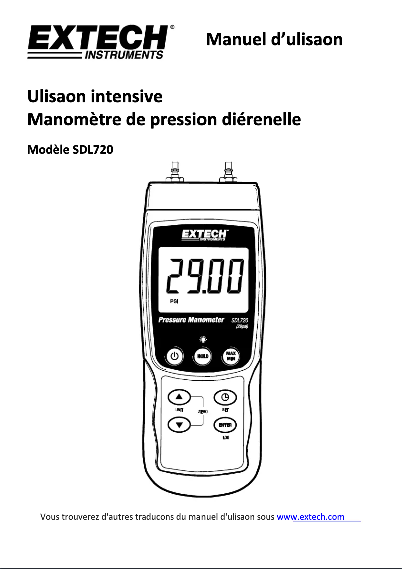Página 1 del manual Manual de usuario Extech SDL720