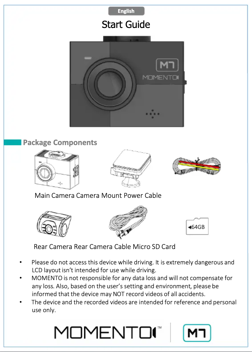 Page n°1 - Guide de démarrage rapide Momento M7