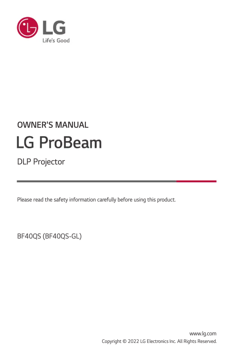 Page 1 de la notice Manuel utilisateur LG BF40QS