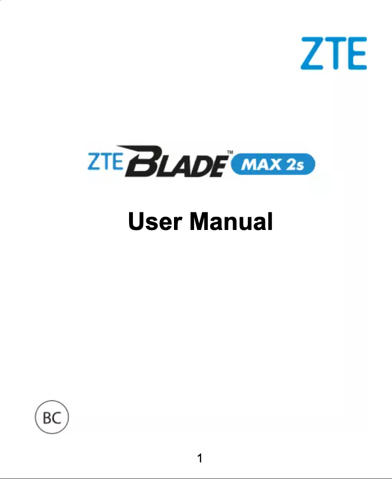 Page 1 de la notice Manuel utilisateur ZTE Blade Max 2s