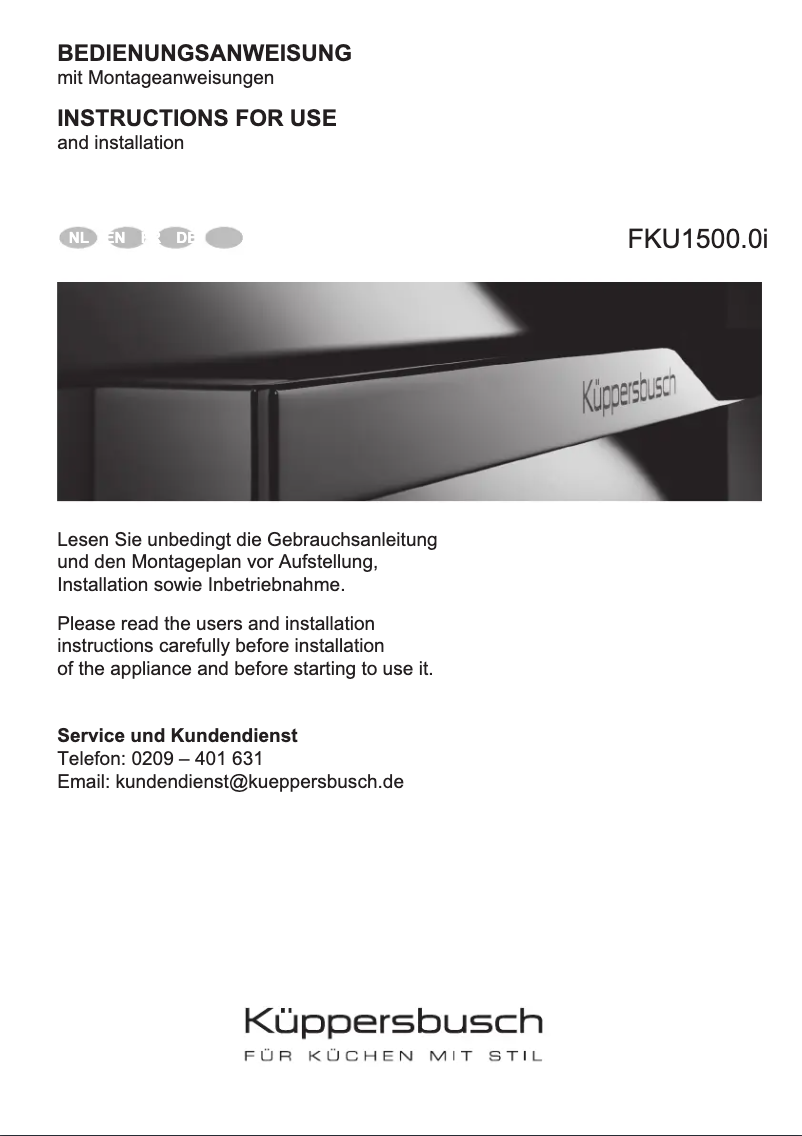 Page 1 de la notice Manuel utilisateur Küppersbusch FKU1500.0i
