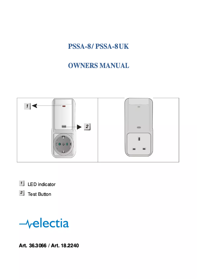 Image de la première page du manuel de l'appareil PSSA-8