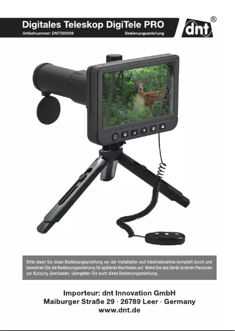 Page 1 de la notice Manuel utilisateur dnt DigiTele PRO