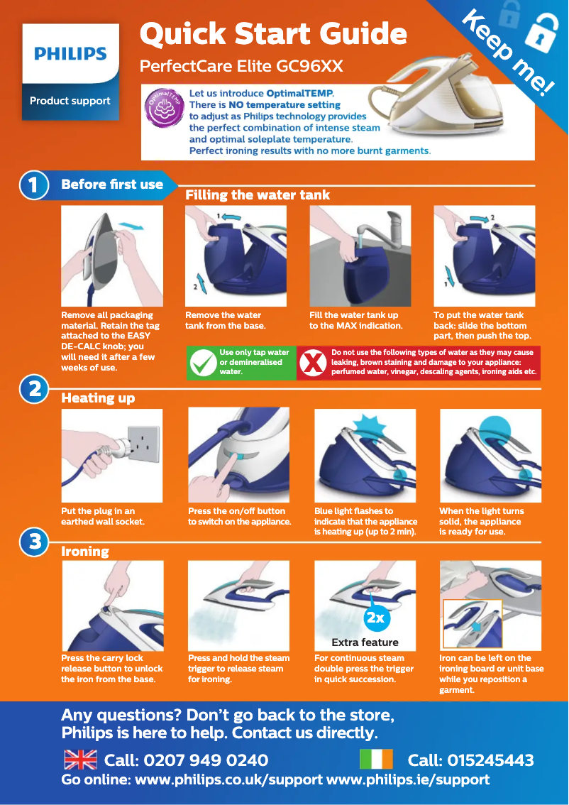 Image de la première page du manuel de l'appareil PerfectCare Elite GC9635