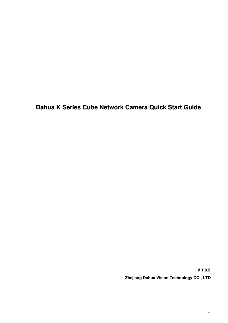 Page n°1 - Manuel utilisateur Dahua Technology IPC-K35S