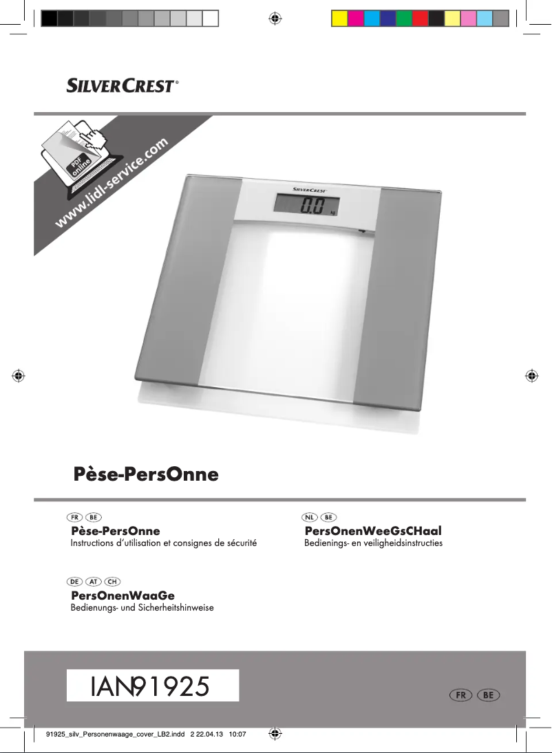 Page 1 de la notice Manuel utilisateur SilverCrest IAN 91925