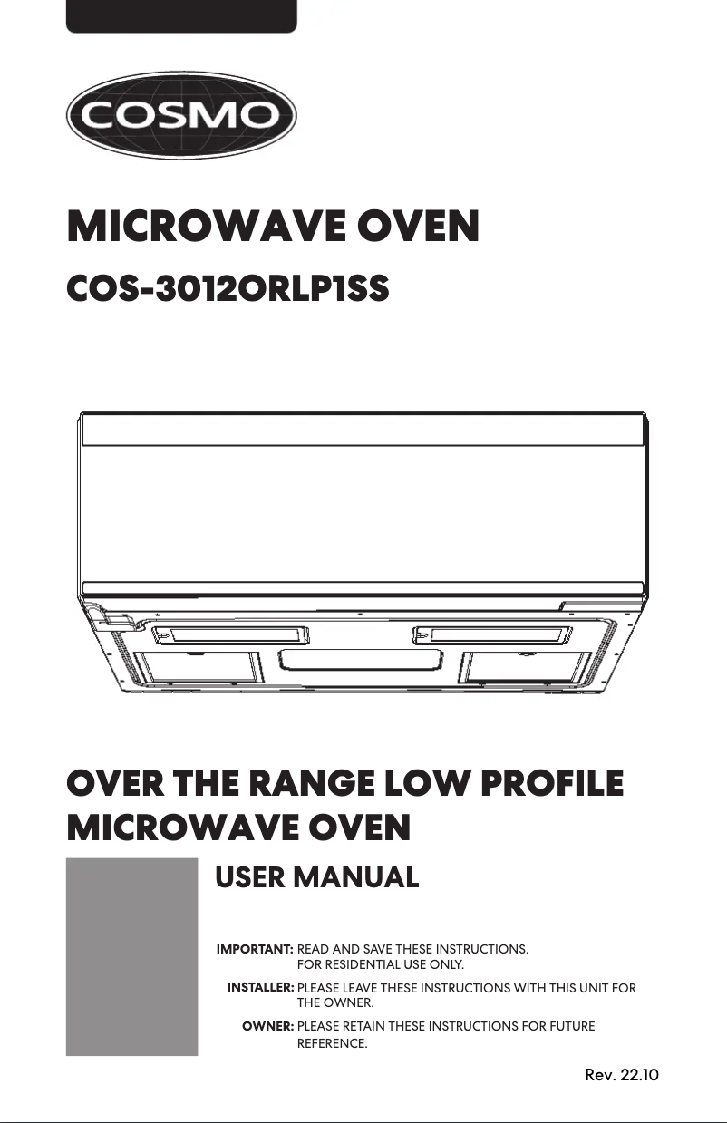 Image de la première page du manuel de l'appareil COS-3012ORLP1SS