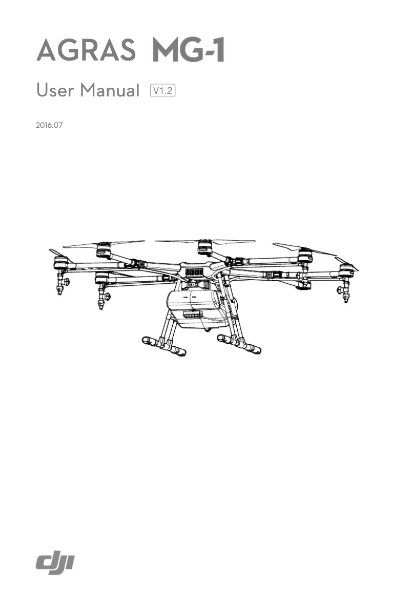 Page 1 de la notice Manuel utilisateur DJI Agras MG-1