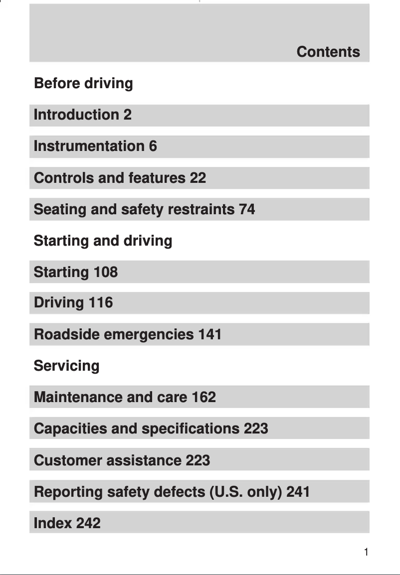 Page 1 de la notice Mode d'emploi Ford Contour (2000)
