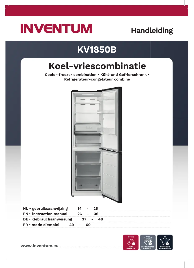 Page 1 de la notice Manuel utilisateur Inventum KV1850B