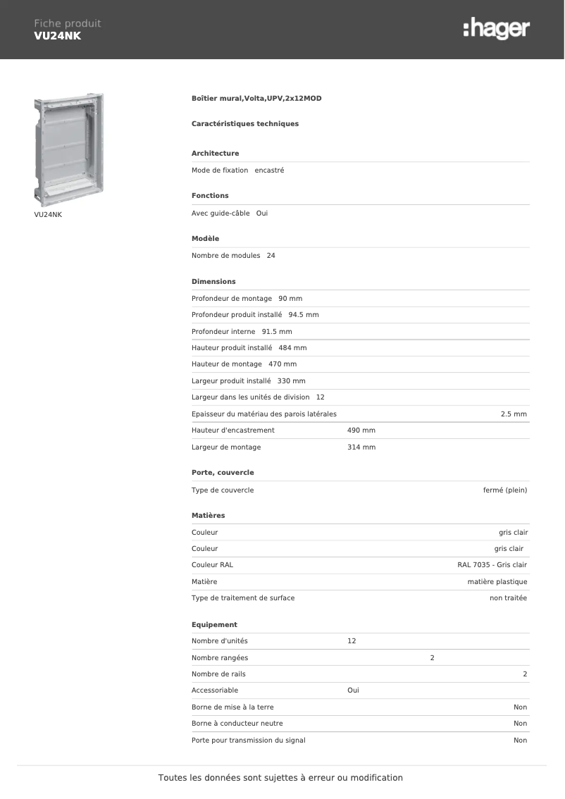 Image de la première page du manuel de l'appareil VU24NK