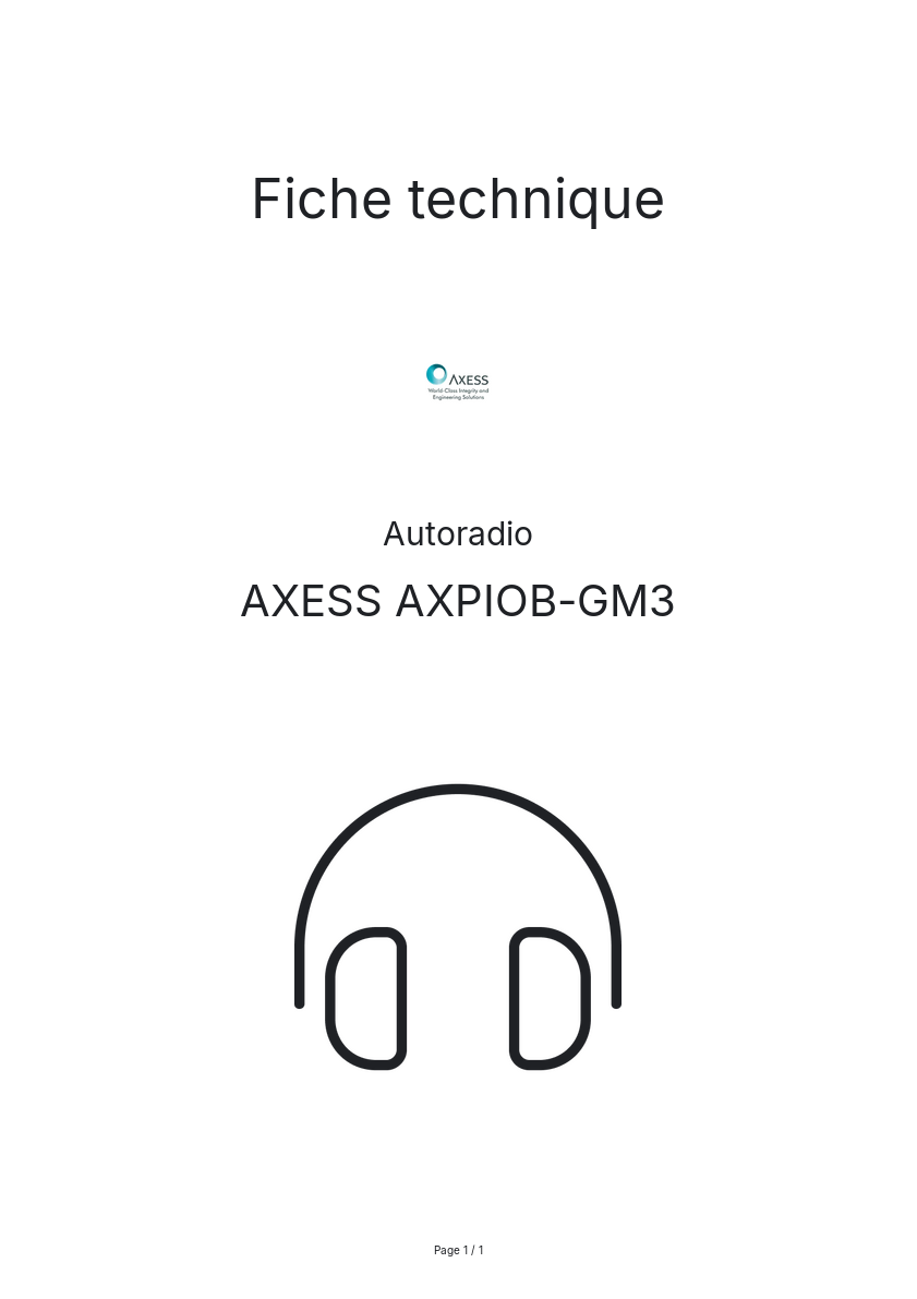 Page n°1 - Fiche technique AXESS AXPIOB-GM3