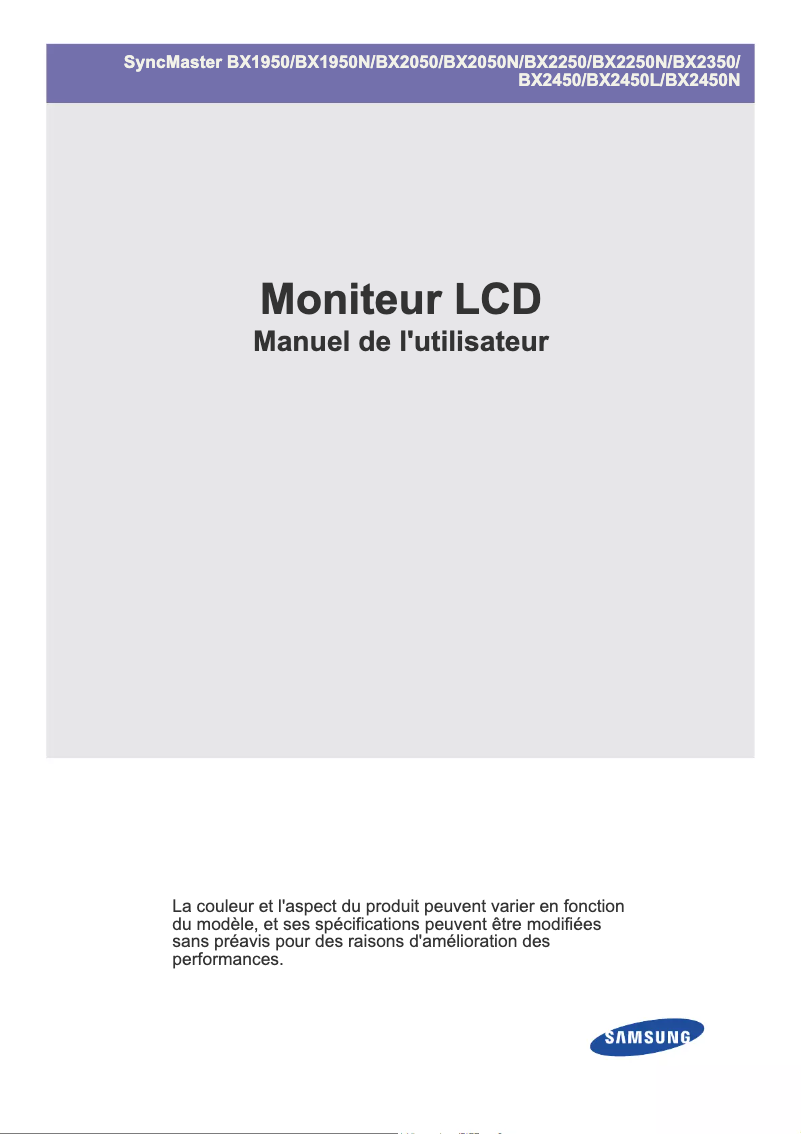 Page 1 de la notice Manuel utilisateur Samsung SyncMaster BX2350