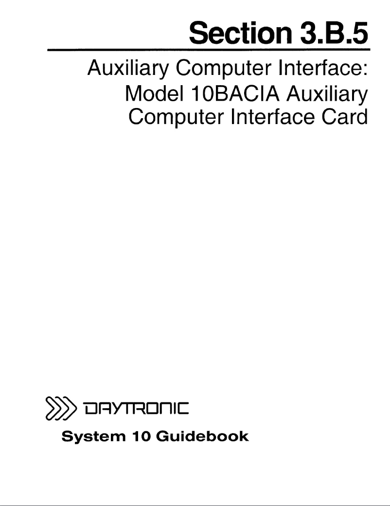 Image de la première page du manuel de l'appareil 10BACI-422