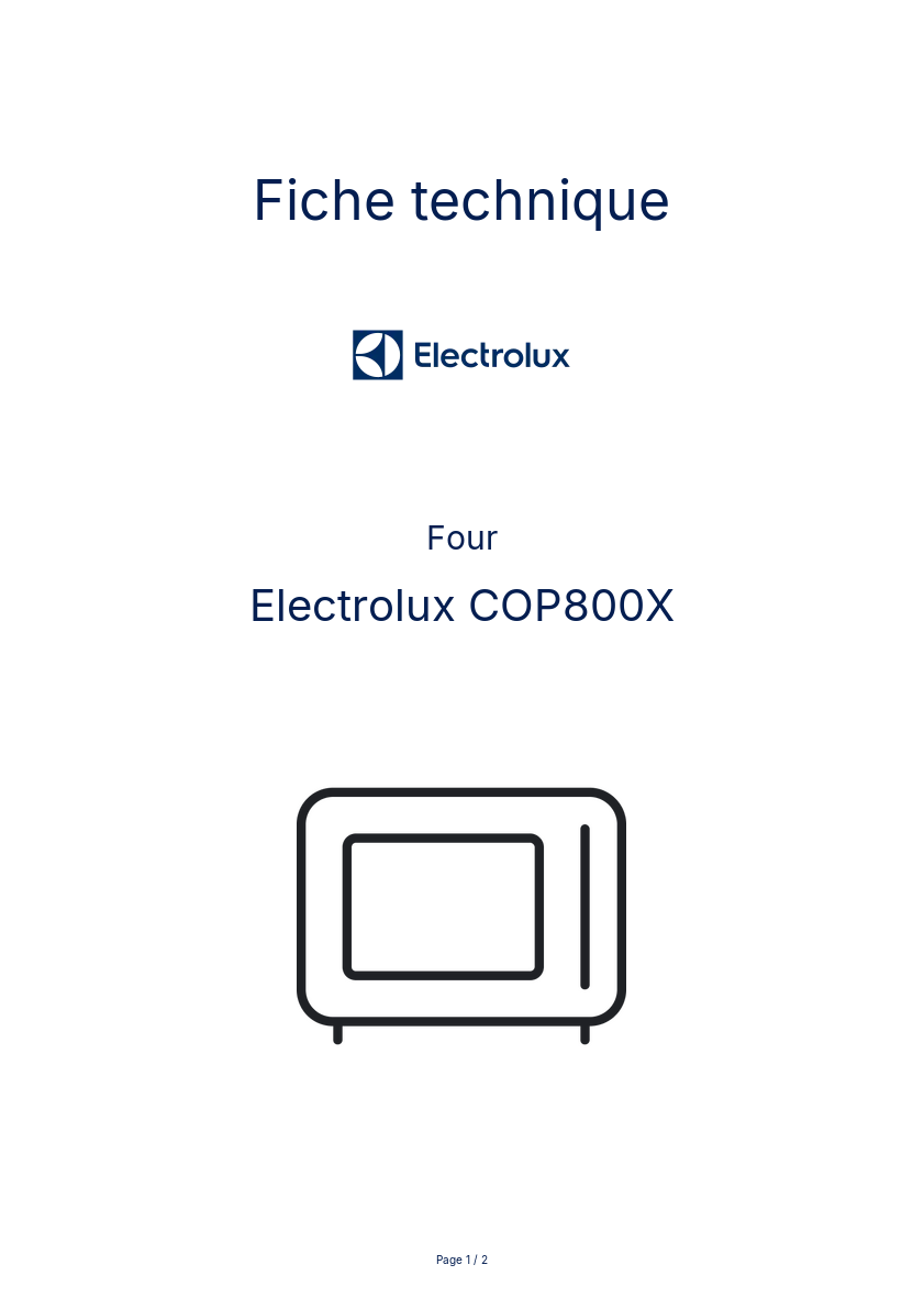 Page n°1 - Fiche technique Electrolux COP800X