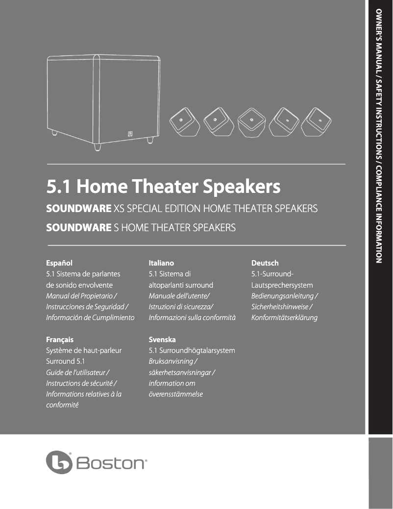 Page 1 de la notice Manuel utilisateur Boston Acoustics SoundWare XS SE