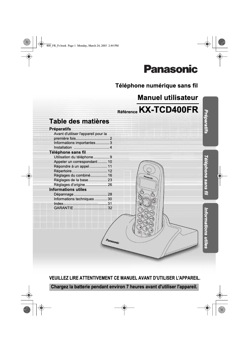 Página 1 del manual Manual de usuario Panasonic KX-TCD400