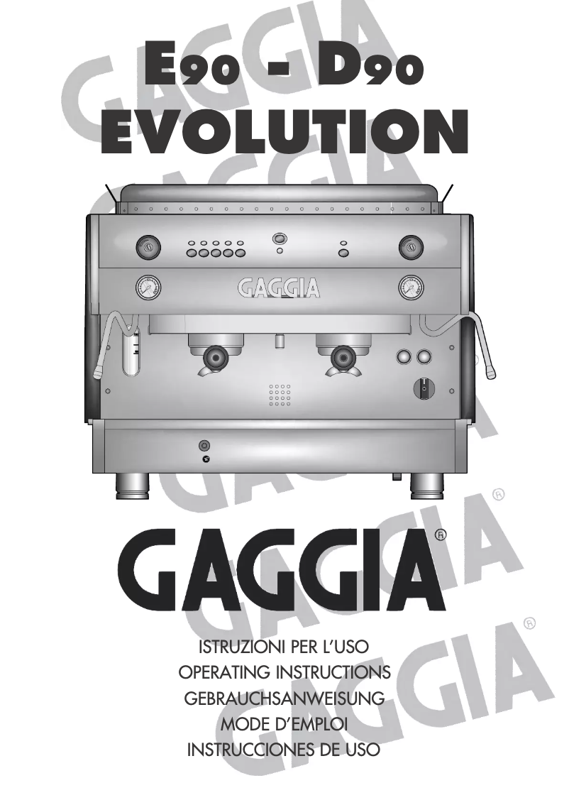 Page 1 de la notice Manuel utilisateur Gaggia D90 Evolution
