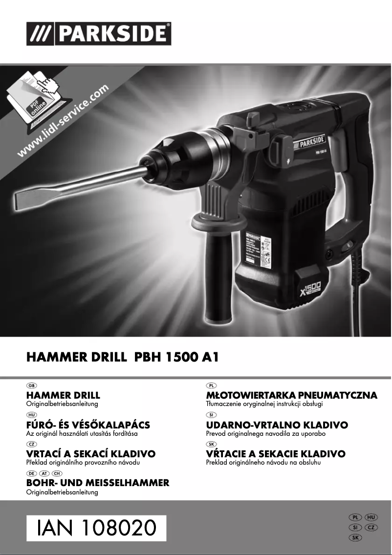 Image de la première page du manuel de l'appareil PBH 1500 A1