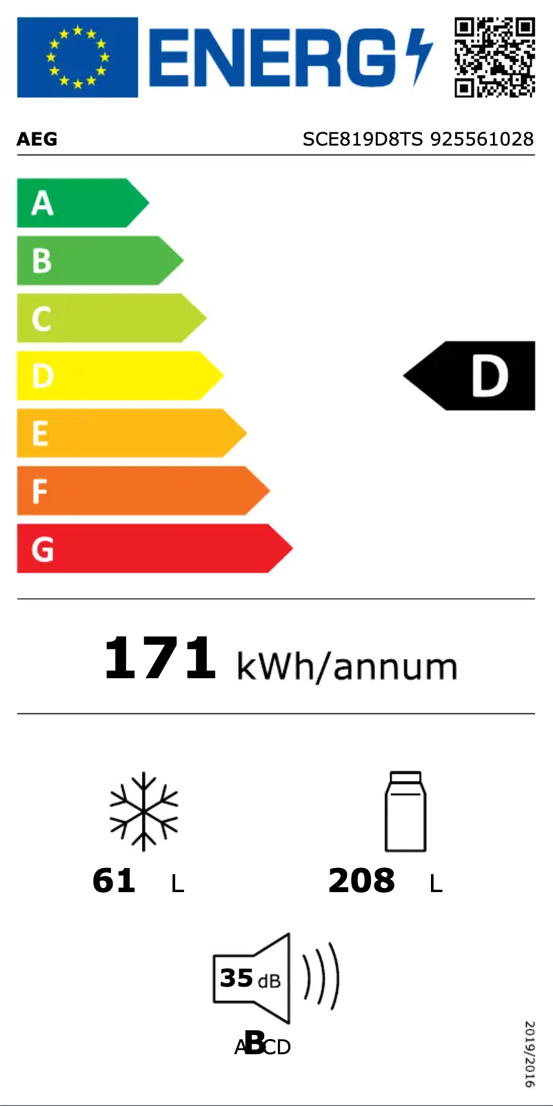Página 1 del manual Etiqueta energética AEG SCE819D8TS