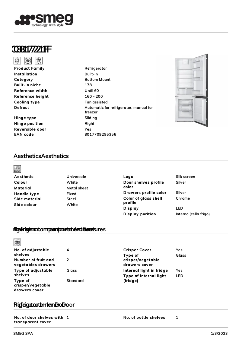 Page 1 de la notice Brochure Smeg C81721F