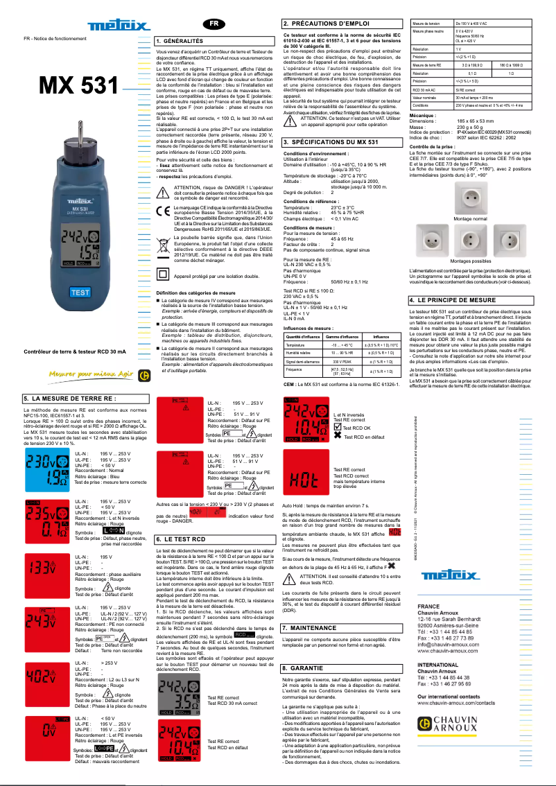 Page n°1 - Manuel utilisateur Metrix MX 531