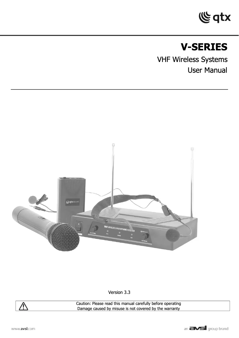 Page 1 de la notice Manuel utilisateur Qtx VH2