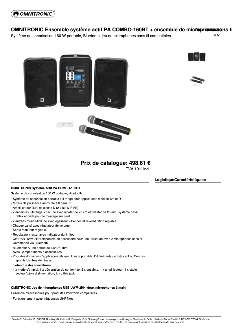 Image de la première page du manuel de l'appareil COMBO-160BT