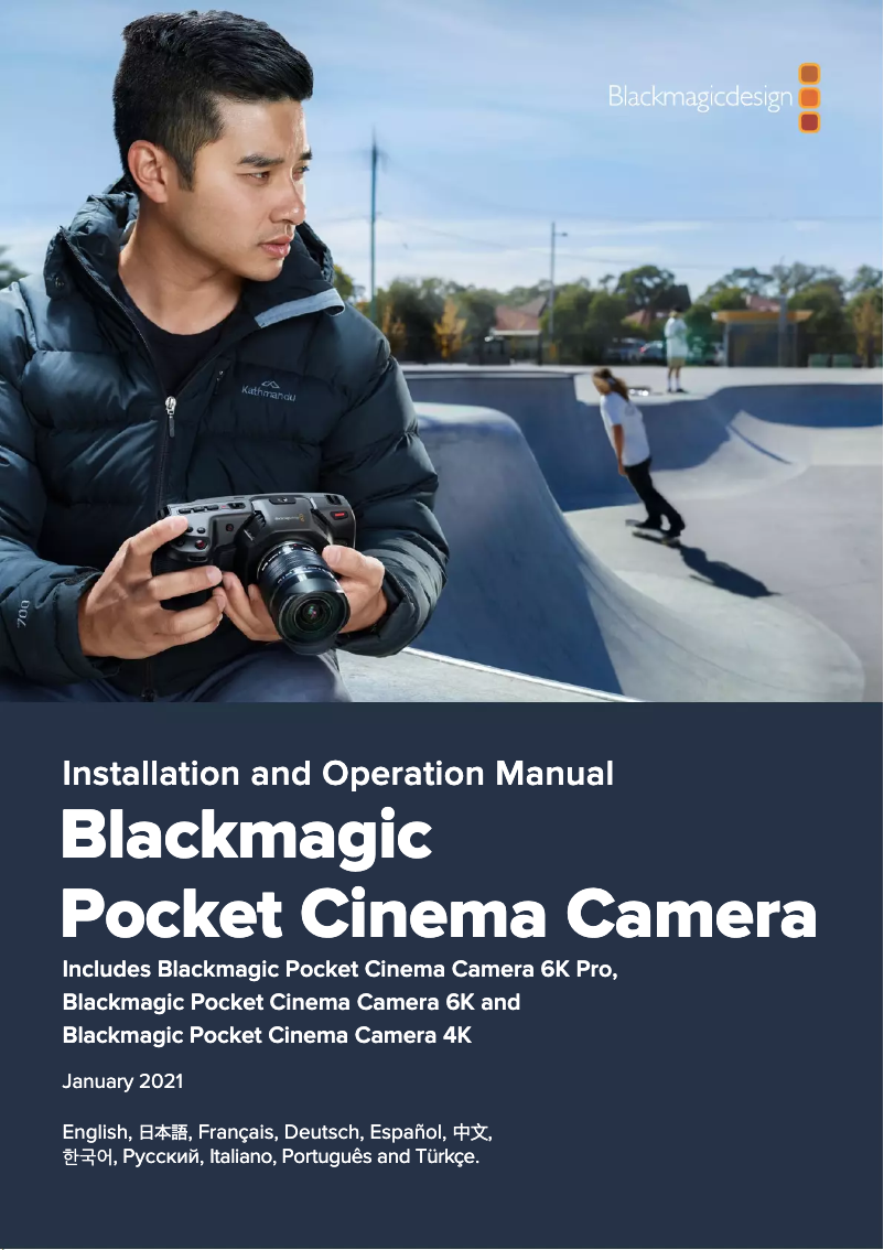 Page 1 de la notice Manuel utilisateur Blackmagic Design Pocket Cinema Camera 6K Pro