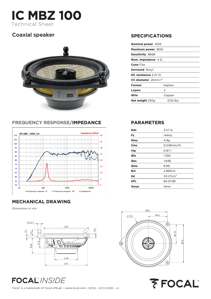 Image de la première page du manuel de l'appareil IC MBZ 100