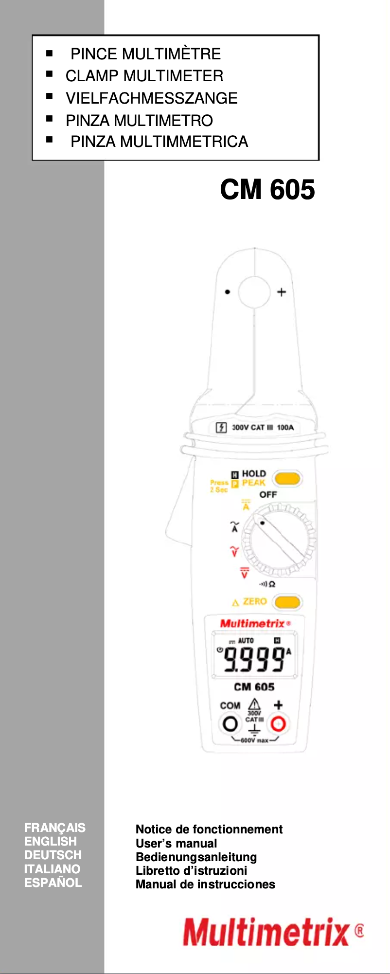 Page 1 de la notice Manuel utilisateur Multimetrix CM605