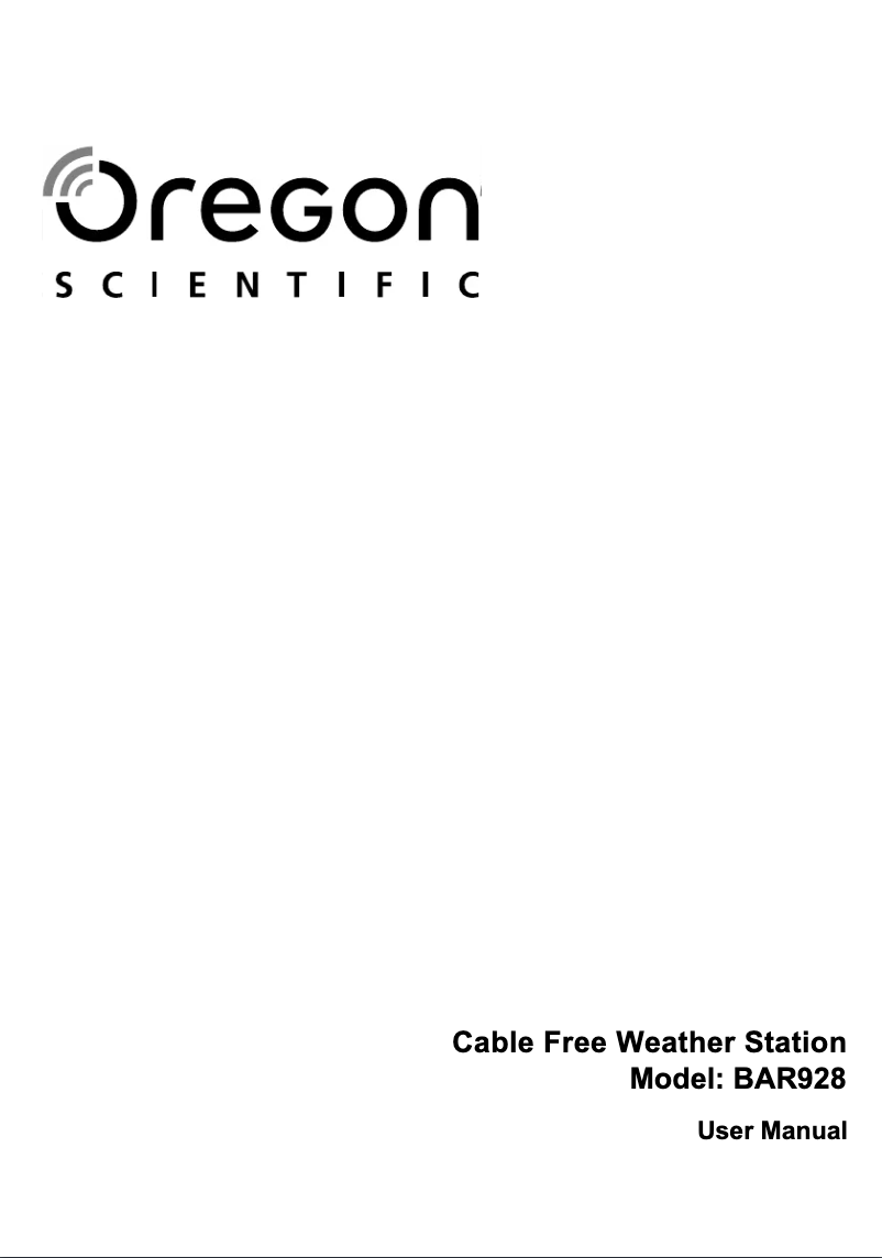 Page 1 de la notice Manuel utilisateur Oregon Scientific BAR 928