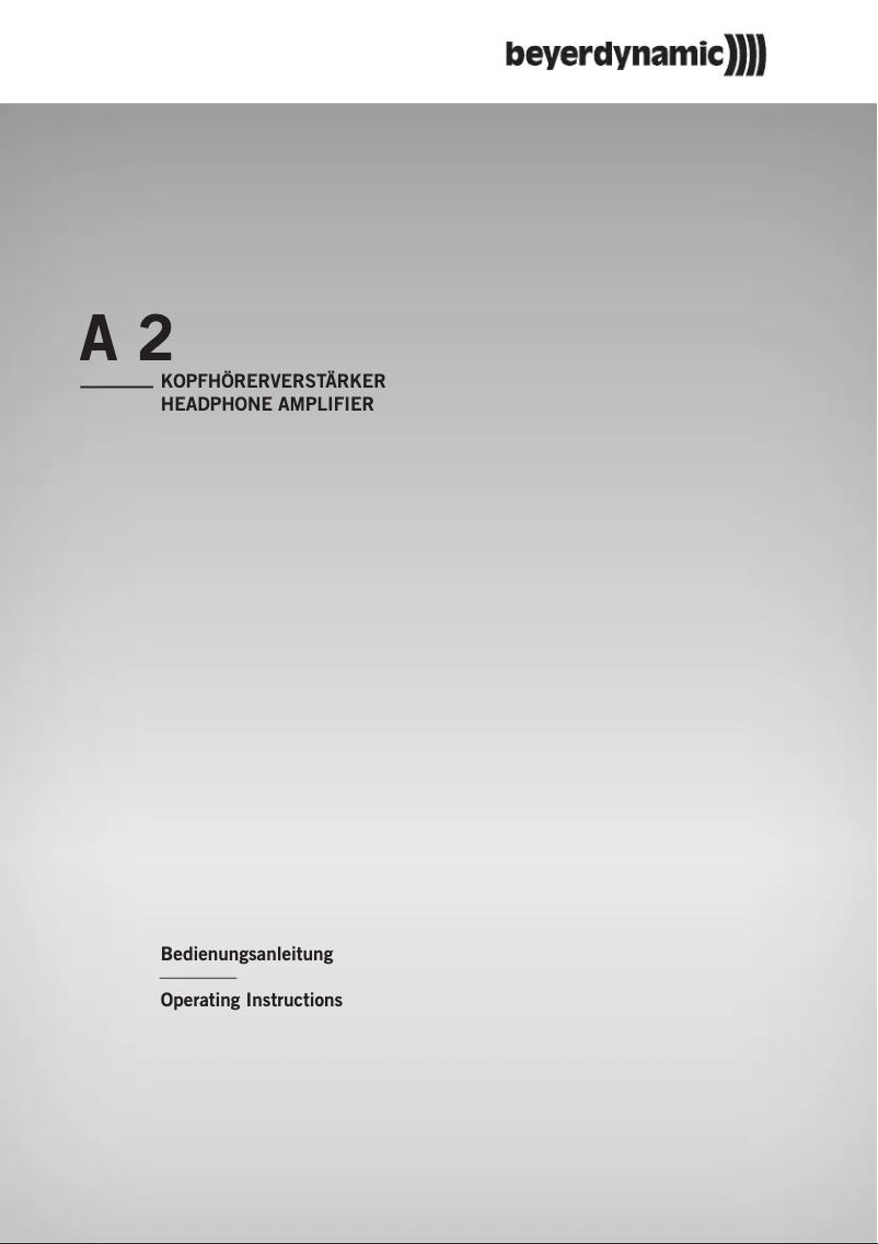 Page n°1 - Manuel utilisateur Beyerdynamic A 2