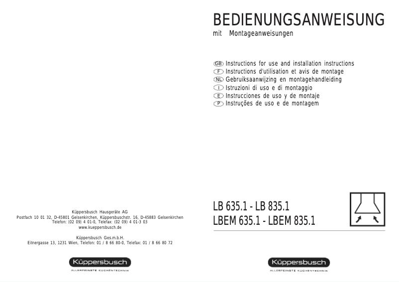 Page n°1 - Manuel utilisateur Küppersbusch LBEM 835.1