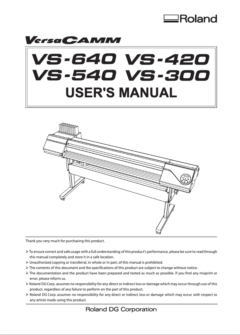 Page 1 de la notice Manuel utilisateur Roland VS-540