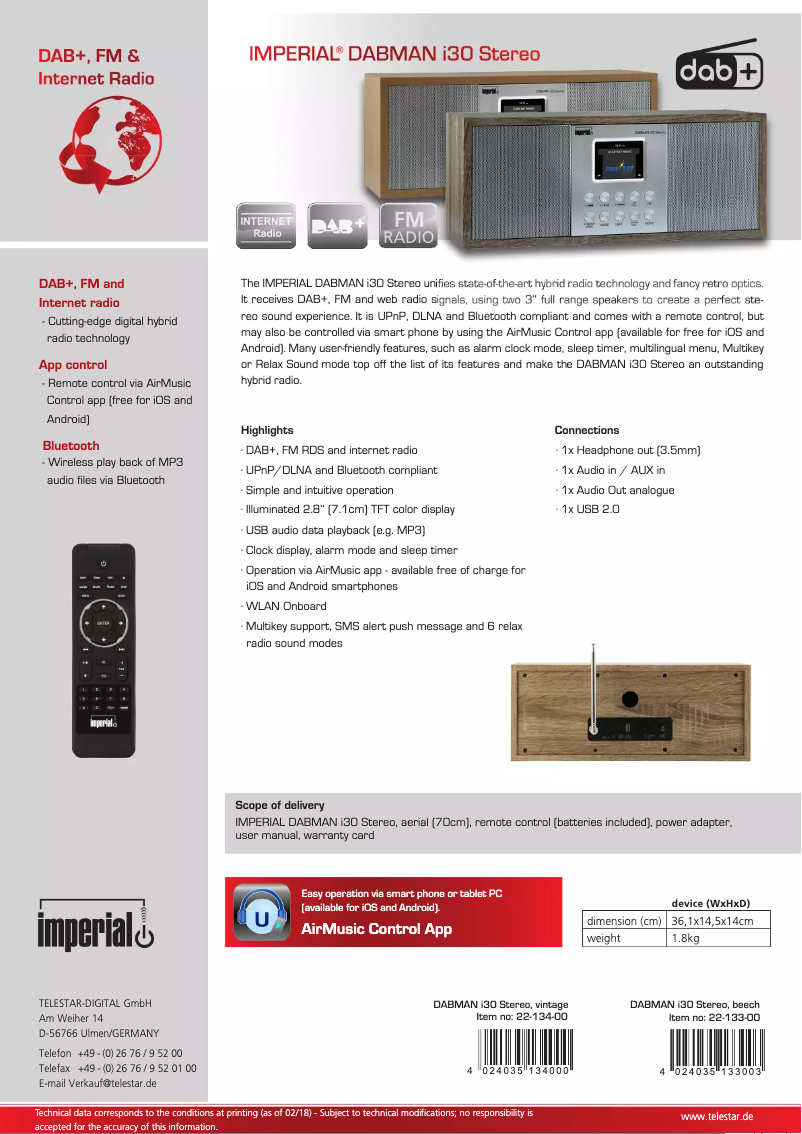 Imagen de la primera página del manual del dispositivo DABMAN i30 Stereo