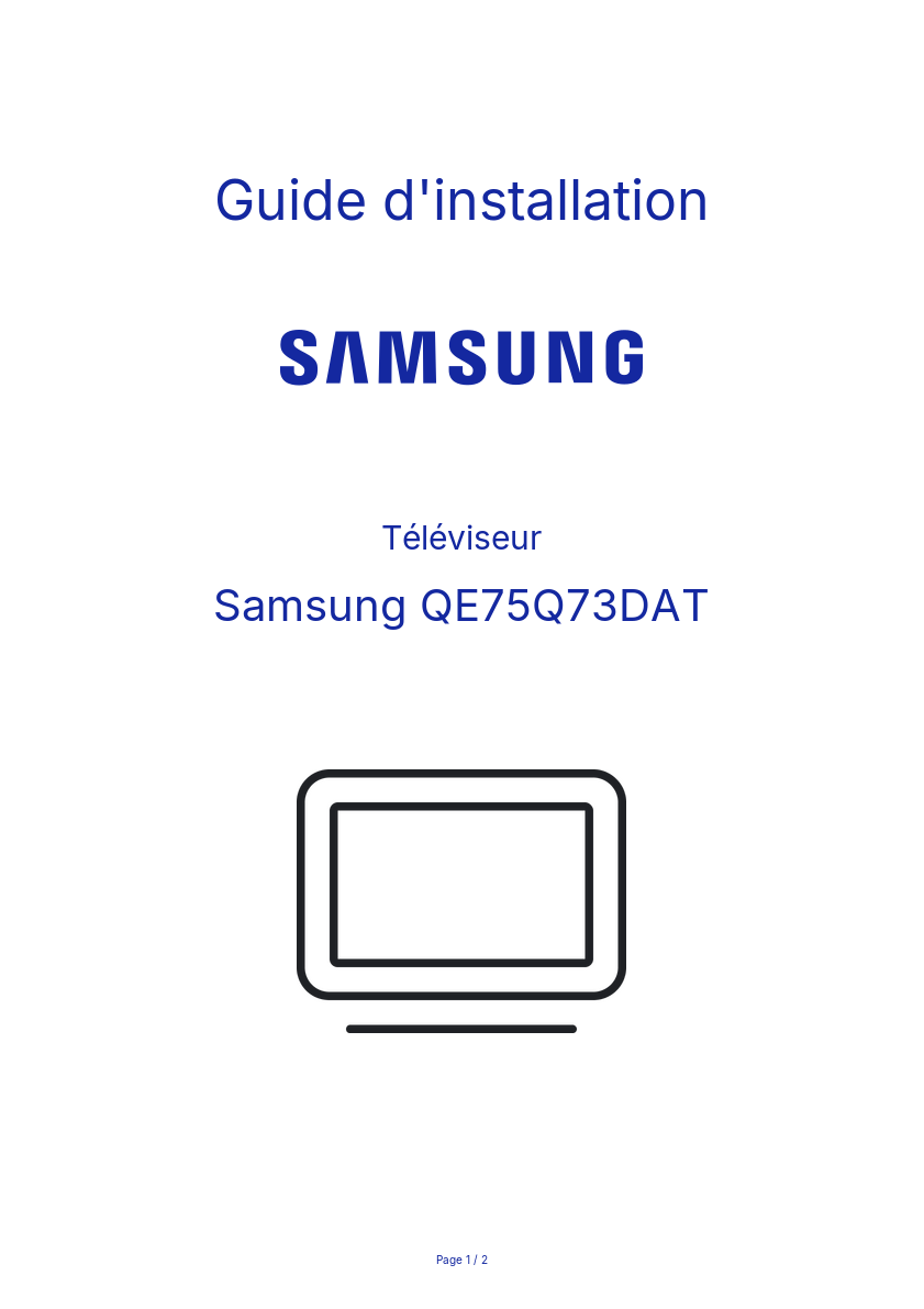 Page n°1 - Guide d'installation Samsung QE75Q73DAT