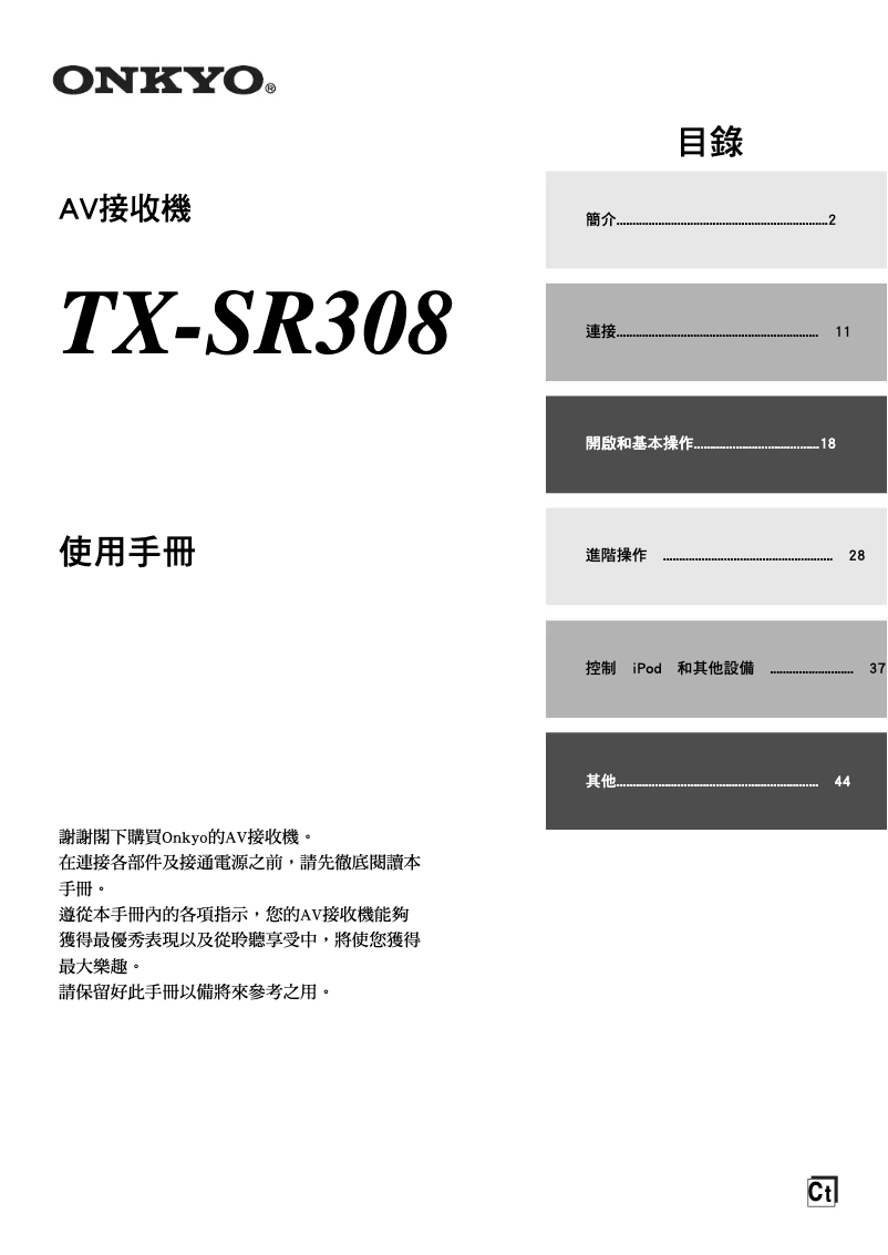 Page n°1 - Manuel utilisateur Onkyo TX-SR308