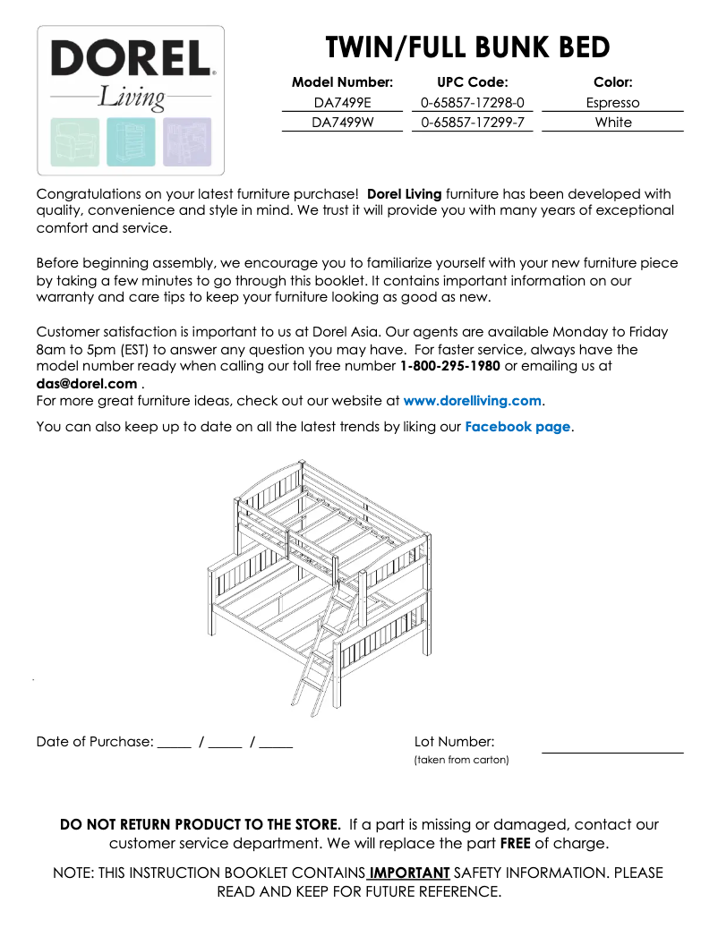 Page n°1 - Manuel utilisateur Dorel DA7499W