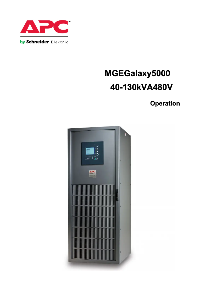 Page n°1 - Manuel utilisateur APC MGE Galaxy 5000