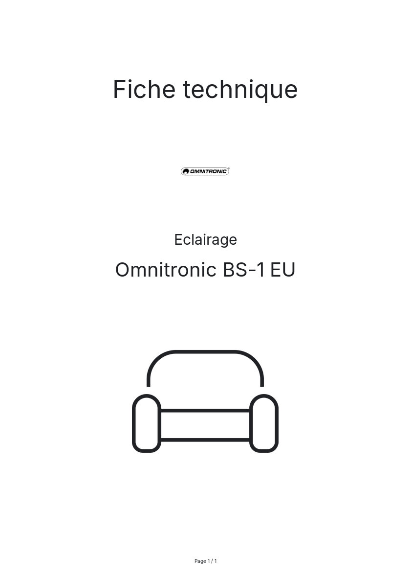 Page n°1 - Fiche technique Omnitronic BS-1 EU