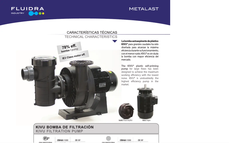 Page 1 of the manual Technical Sheet AstralPool KIVU