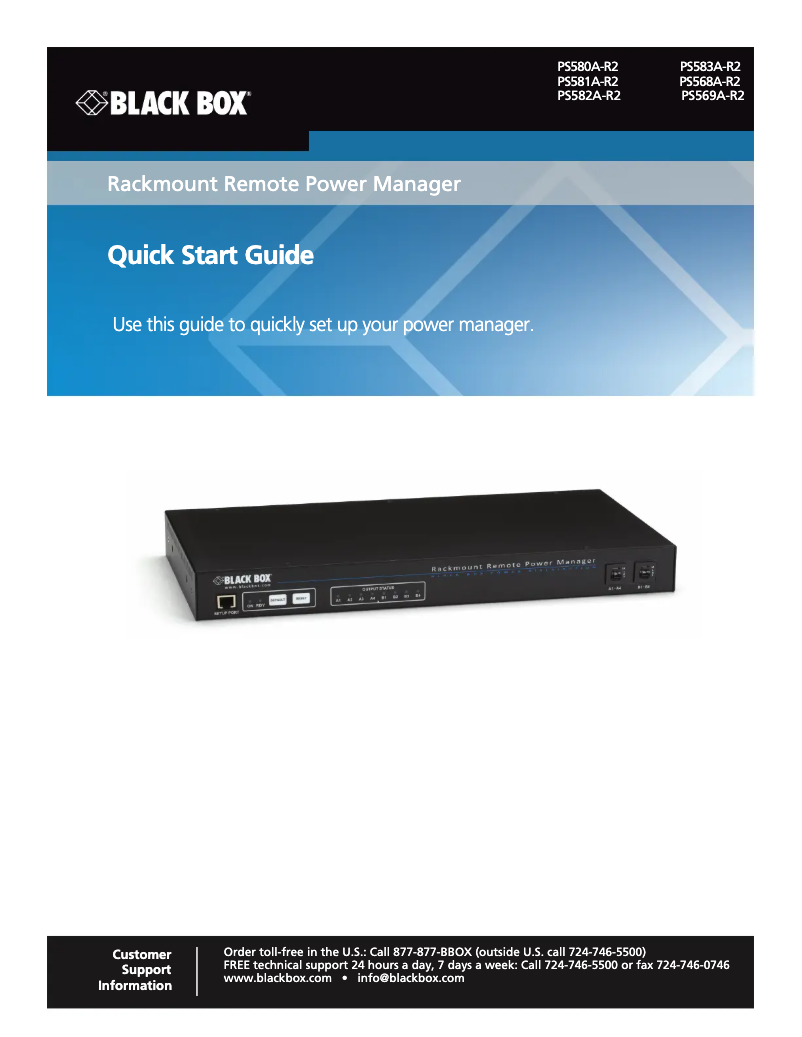 Page 1 de la notice Manuel utilisateur Black Box PS580A-R2