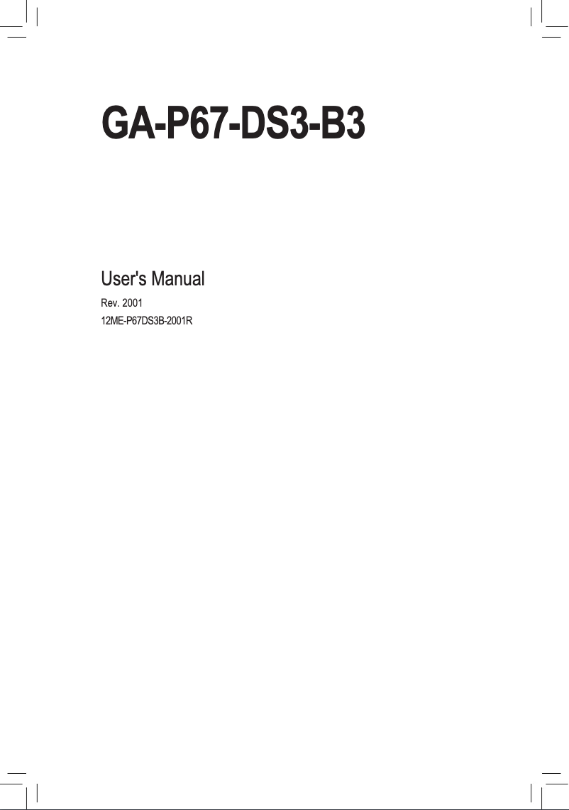 Page n°1 - Manuel utilisateur Gigabyte GA-P67-DS3-B3